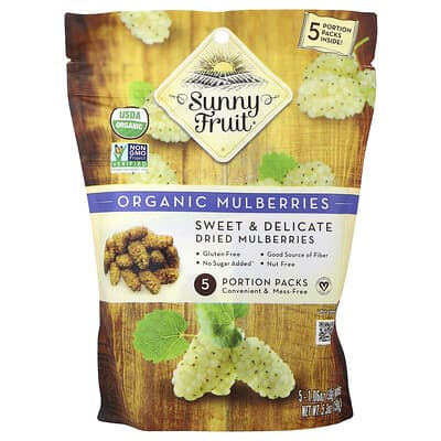 Organic Dried Mulberries, 5 Portion Packs, 1.06 oz (30 g) Each