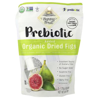Organic Dried Figs With Added Prebiotics, 5 Packs, 1.76 oz (50 g) Each