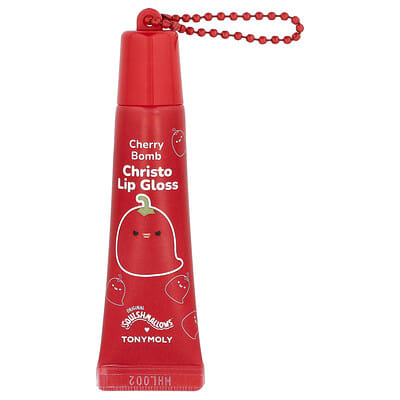 TonyMoly Original Squishmallows™ блеск для губ Christo Key Chain, Cherry Bomb, 0.38 oz (11 g)
