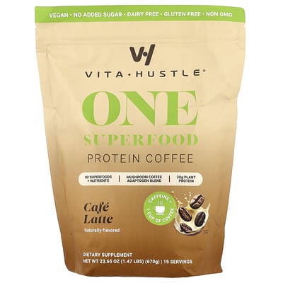 VitaHustle протеиновый кофе One Superfood, Cafe Latte, 1.47 lbs (670 g)