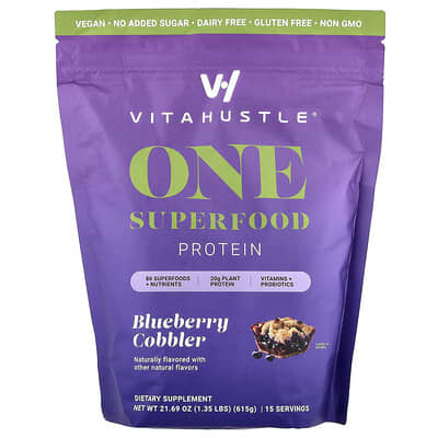 Протеиновый суперфуд One Superfood Protein, черничный пирог, 1.35 lbs (615 g)