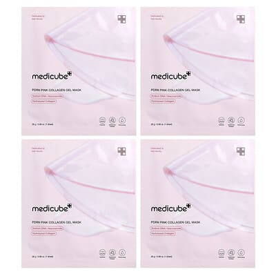 Розовая коллагеновая гелевая маска для лица PDRN, 4 листа, 0.98 oz (28 g) каждая, Medicube