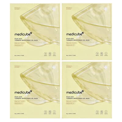 Kojic Acid Turmeric Brightening Gel Beauty Mask, 4 Sheets, 0.98 oz (28 g) Each