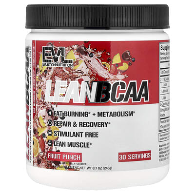 Аминокислоты EVLution Nutrition Lean BCAA®, Fruit Punch, 8.7 oz (246 g)