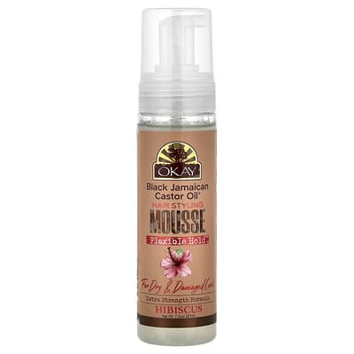 Okay Pure Naturals Black Jamaican Castor Oil® Мусс для укладки волос, для сухих и поврежденных кудрей, 7.5 oz (221 ml)