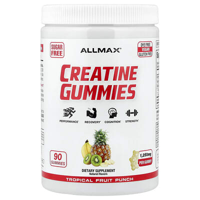 Creatine Gummies, Tropical Fruit Punch, 1,250 mg, 90 Gummies