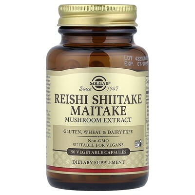 Экстракт грибов Reishi Shiitake Maitake, 50 вегетарианских капсул