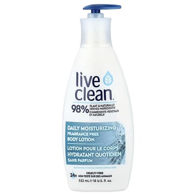 Ежедневный увлажняющий лосьон для тела Live Clean, без отдушек, 18 fl oz (532 ml)