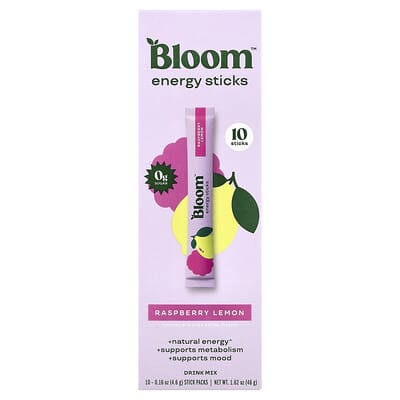 Energy Sticks, Raspberry Lemon, 10 Stick Packs, 0.16 oz (4.6 g) Each