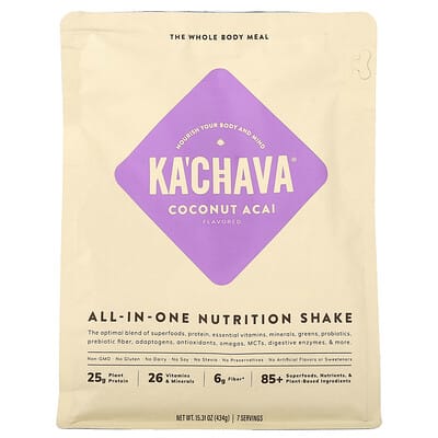 Цельный питательный коктейль KaChava, Coconut Acai, 15.31 oz (434 g)