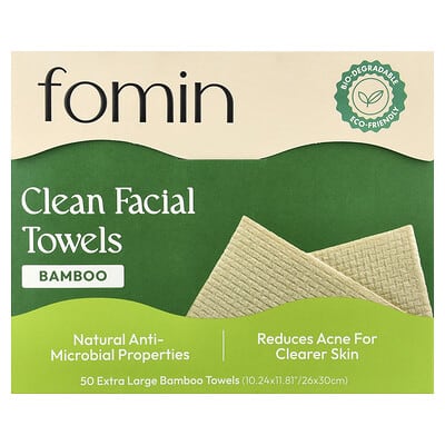 Clean Facial Towels, Bamboo, Extra Large, 50 Towels