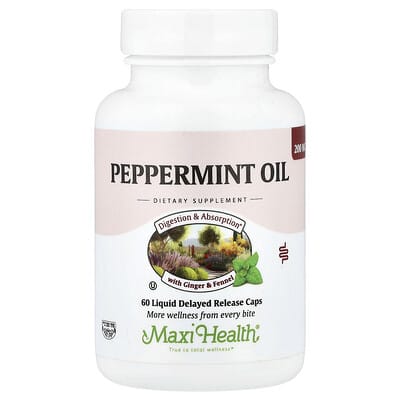 Maxi Health Масло перечной мяты Peppermint Oil, 60 Liquid Delayed Release Caps
