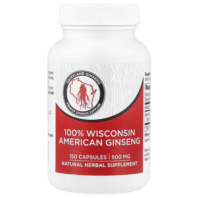 Dairyland Ginseng 100% Wisconsin American Ginseng, 500 mg, 150 капсул