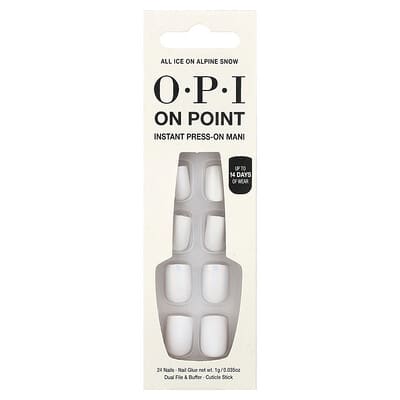 OPI On Point Instant Press-On Mani, All Ice on Alpine Snow, 27 предметов