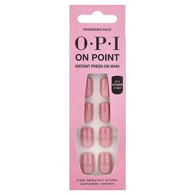 On Point, Instant Press-On Mani, Short Length, Princesses Rule!, 27 Piece Kit
