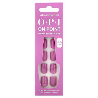 OPI набор для мгновенного маникюра Instant Press-On, короткая длина, Lucky Lucky Lavender, 27 предметов