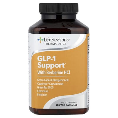 Добавка LifeSeasons Therapeutics, GLP-1 Support, с Berberine HCl, 120 капсул