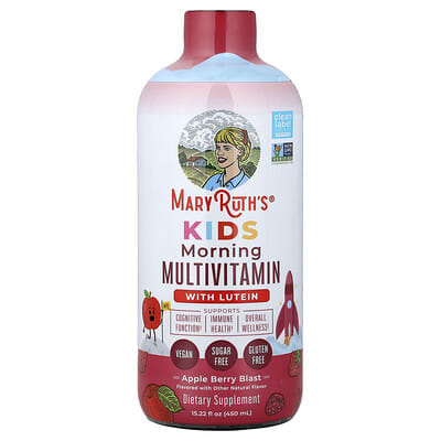 Детские мультивитамины MaryRuth's Morning Multivitamin с лютеином, Apple Berry Blast, 15.22 fl oz (450 ml)