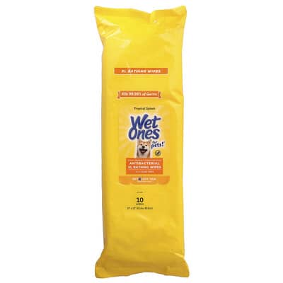 Антибактериальные салфетки для купания собак Wet Ones, XL, Tropical Splash, 10 Wipes