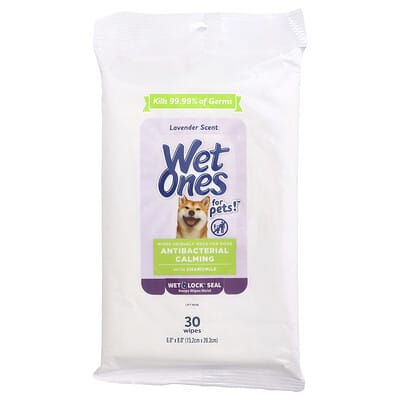 Wet Ones антибактериальные успокаивающие салфетки для домашних животных, для собак, лаванда, 30 шт.