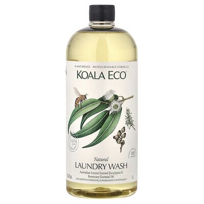 Natural Laundry Wash, Australian Lemon Scented Eucalyptus & Rosemary Essential Oil, 33.8 fl oz (1 l)