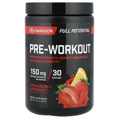 Full Potential Pre-Workout, Strawberry-Lemonade, 12.7 oz (360 g)