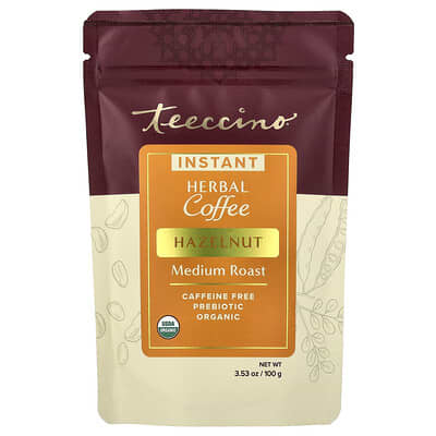 Растворимый травяной кофе Teeccino, Hazelnut, Medium Roast, Caffeine Free, 3.53 oz (100 g)