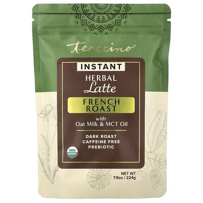 Мгновенный травяной латте Teeccino, French Roast, Dark Roast, без кофеина, 7.9 oz (224 g)