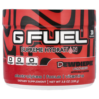 G FUEL Supreme Hydration, PewDiePie® брусника, 3.8 oz (108 g)