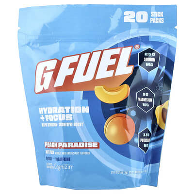 G FUEL Hydration + Focus, Электролитный напиток Peach Paradise, 20 Stick Packs