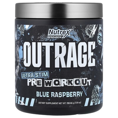 Предтренировочный комплекс Outrage Ultra Stim, Blue Raspberry, 7.01 oz (198.66 g)