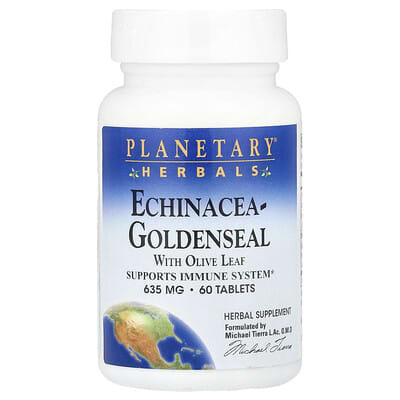 Эхинацея-Золотолостник с листьями оливы Planetary Herbals, 60 таблеток (317 mg per Tablet)