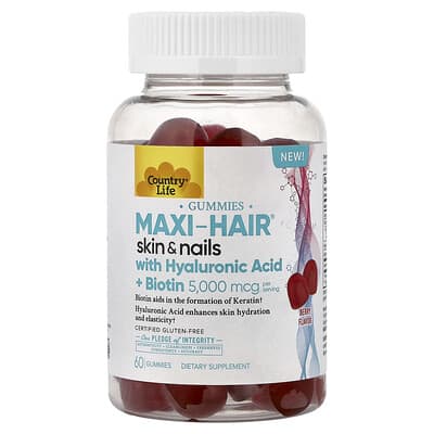 Maxi-Hair Skin & Nails жевательные витамины с гиалуроновой кислотой и биотином, ягоды