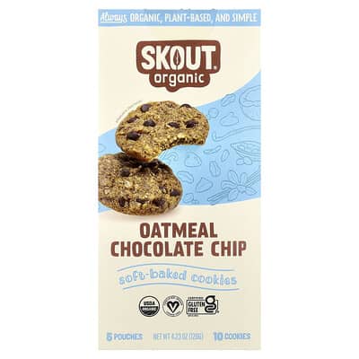 Soft-Baked Cookies, Oatmeal Chocolate Chip, 5 Pouches, 2 Cookies (24 g)  Each