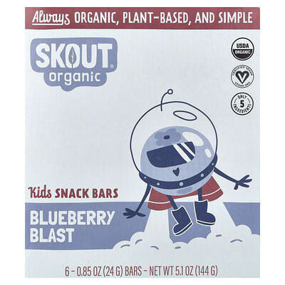 Kids Snack Bars, Blueberry Blast, 6 Bars, 0.85 oz (24 g) Each