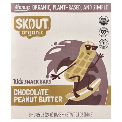 Детские батончики Skout Organic, шоколад с арахисовой пастой, 6 шт. по 0.85 oz (24 g)