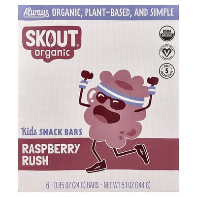 Детские батончики, Raspberry Rush, 6 шт, 0.85 oz (24 g) каждый
