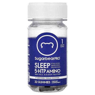 SugarbearPro Sleep, 5 HTP Amino Gummies, 32 шт