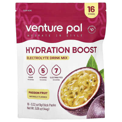 Hydration Boost, Electrolyte Drink Mix, Passion Fruit, 16 Stick Packs, 0.28 oz (8 g) Each
