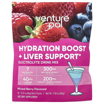 Электролитный напиток Venture Pal Hydration Boost + Liver Support, Mixed Berry