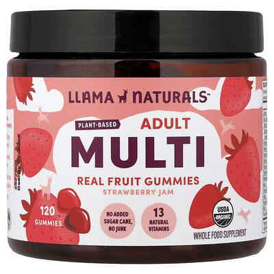 Желейные конфеты Llama Naturals Real Fruit Gummies Strawberry Jam 120 шт