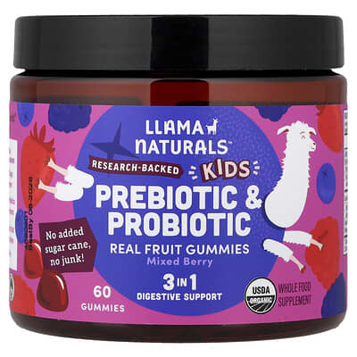 Kids Prebiotic & Probiotic, Real Fruit Gummies, Mixed Berry, 60 Gummies