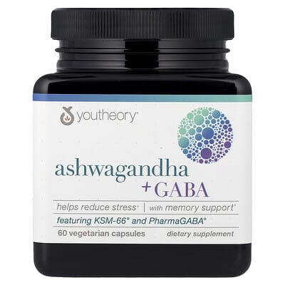 Ashwagandha + GABA, 60 вегетарианских капсул