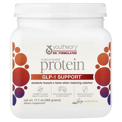 Muscle Guard Protein, GLP-1 Support, Vanilla, 17.1 oz (485 g)
