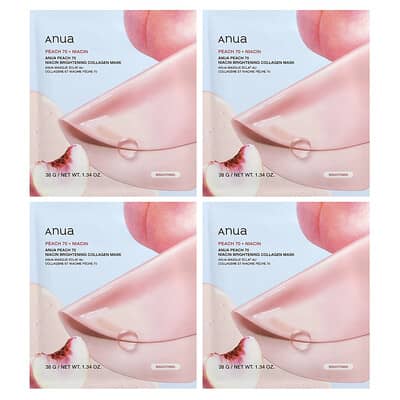 Anua Peach 70 Niacin осветляющая коллагеновая маска, 4 шт, 1.34 oz (38 g) каждая