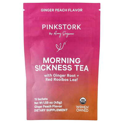 Чай от утренней тошноты Pink Stork Ginger Peach, 15 пакетиков, 1.59 oz (45 g)