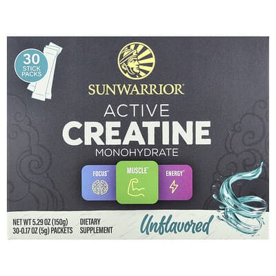 Active Creatine Monohydrate, Unflavored, 30 Packets, 0.17 oz (5 g) Each