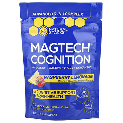 MagTech® Cognition, Raspberry Lemonade, 14 Stick Packs, 0.18 oz (5.3 g) каждый