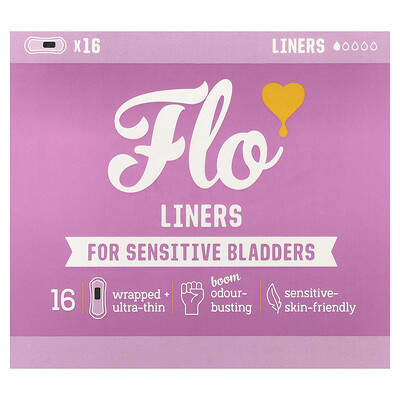 Прокладки Here We Flo Liners, For Sensitive Bladders, Ultra-Thin, 16 Liners