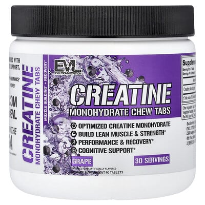 EVLution Nutrition жевательные таблетки креатина моногидрата, виноград, 90 таблеток
